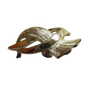 Coro Estate MCM Vintage Silver-Tone Leaf Clip-On Earrings Retro Jewelry